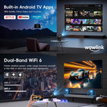 [Built-In Apps & 2025 Upgraded] Mini Projector with Wifi 6 and Bluetooth 5.4 Support 4K 1080P Auto Keystone 180° Rotatable Projector Portable Compatibile with HDMI/TV Stick/Memory Stick/Laptop, Black