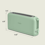 2 Slice Slim Toaster, Fits-Anywhere™ Kitchenware, 6 Setting Shade Control with Reheat & Cancel Buttons, Fits Sourdough, 10” Long Slot, anti Jam & Auto Shutoff, 900 Watt, Seaglass
