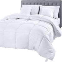 Comforter Duvet Insert, Quilted Comforter with Corner Tabs, Box Stitched down Alternative Comforters King Size (White)