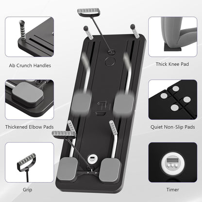 Pilates Board - Pilates Reformer Set, Multi-Purpose Foldable Pilates Reformer Board for Home, 5 in 1 Pilates Sliding Board