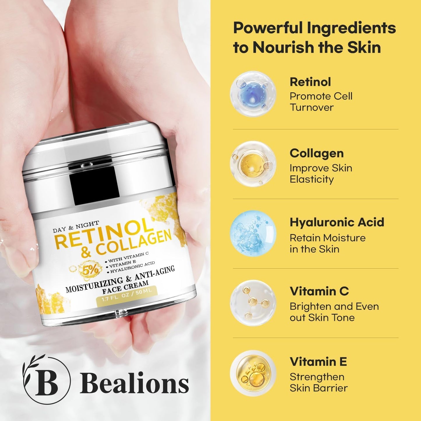 Retinol Cream for Face anti Aging: Wrinkle Cream for Face Neck with Collagen Hyaluronic Acid - Night Moisturizer for Men Women - Facial Skin Care Gifts for Mom Dad Sister