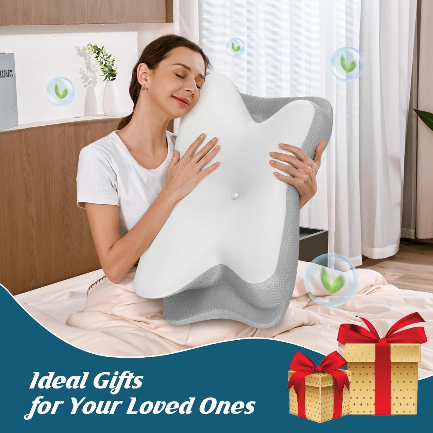 Cervical Neck Pillow - Cooling Pillow for Neck Pain Relief, Ergonomic Side Sleeper Pillow for Sleeping, Contour Orthopedic Memory Foam Pillows for Back & Stomach Sleepers with Pillowcase
