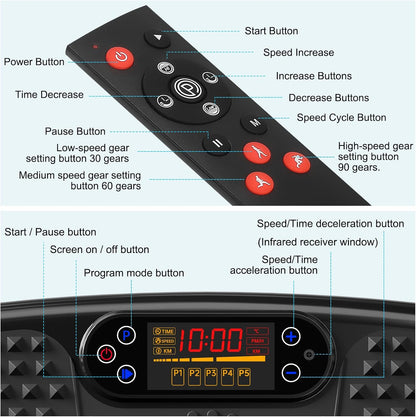Vibration Plate Exercise Machine for Lymphatic Drainage,Power Vibrate Stand Shake Board 450 Lbs Capacity Whole Body Workout Waver with Fitness Resistance Bands Weight Loss Gifts for Women Men