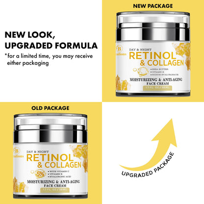 Retinol Cream for Face anti Aging: Wrinkle Cream for Face Neck with Collagen Hyaluronic Acid - Night Moisturizer for Men Women - Facial Skin Care Gifts for Mom Dad Sister