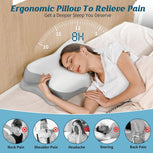 Cervical Neck Pillow - Cooling Pillow for Neck Pain Relief, Ergonomic Side Sleeper Pillow for Sleeping, Contour Orthopedic Memory Foam Pillows for Back & Stomach Sleepers with Pillowcase