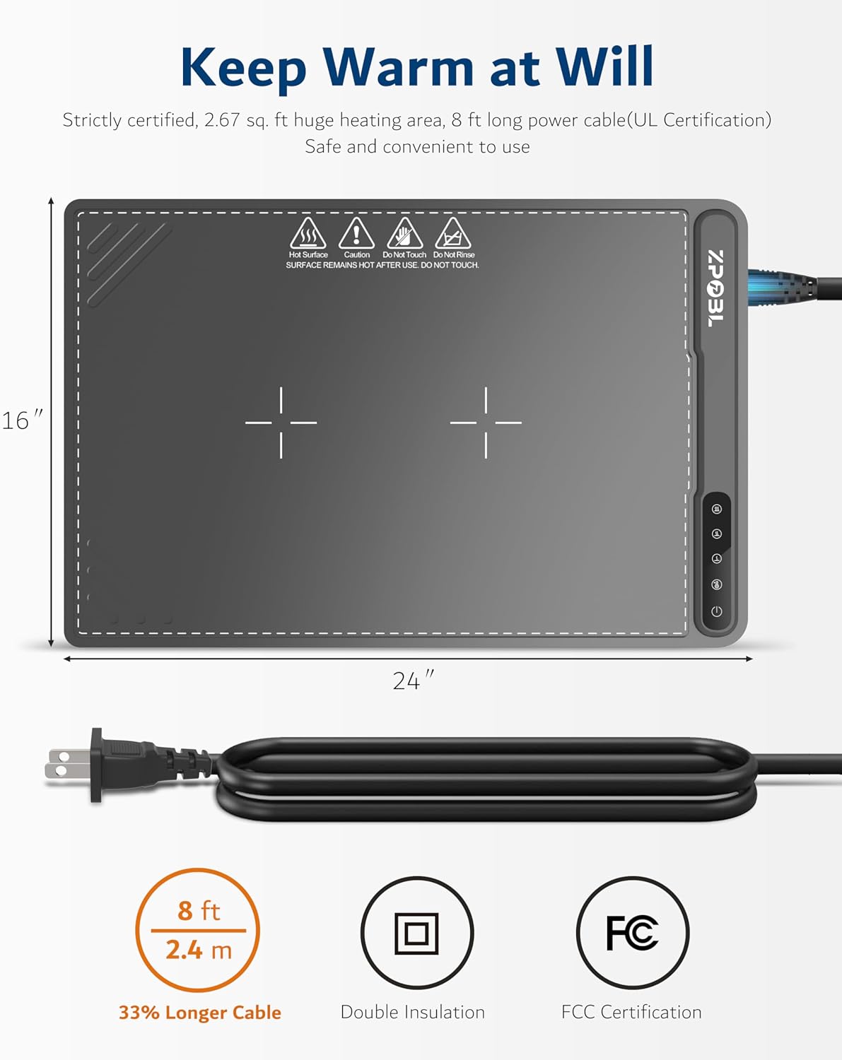 Warming Mat for Food -Electric Food Warming Tray (24"X16"), Rapid Full-Surface Heating, Portable & Rollable Versatile Food Warmer for Countertop, Perfect for Gatherings, Parties &Everyday Use