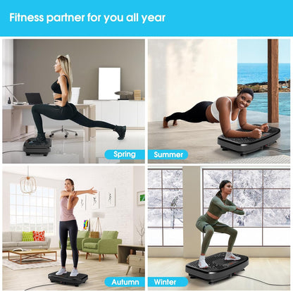 Vibration Plate Exercise Machine for Lymphatic Drainage,Power Vibrate Stand Shake Board 450 Lbs Capacity Whole Body Workout Waver with Fitness Resistance Bands Weight Loss Gifts for Women Men
