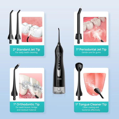 Water Dental Flosser Teeth Pick: Portable Cordless Oral Irrigator 300ML Rechargeable Travel Irrigation Cleaner IPX7 Waterproof Electric Flossing Machine for Teeth Cleaning C20(F5020E)