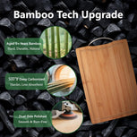 Bamboo Cutting Board, Wooden Cutting Boards for Kitchen with Double Sided Deep Juice Grooves & Wide Handle, Ideal Charcuterie & Chopping Board for Meat, Vegetables and Fruits