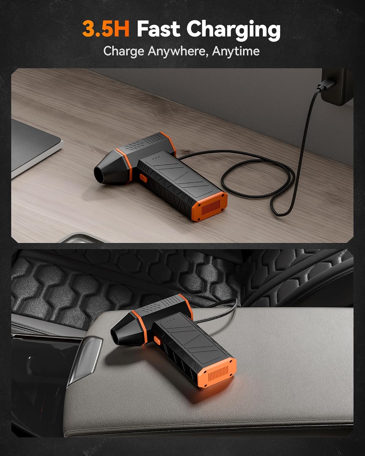 MF50 Electric Air Duster-110000Rpm Super Power Cordless Air Duster, 3-Gear Adjustable Mini Blower with Fast Charging, Dust Blower for Computer, Keyboard, House, Outdoor and Car