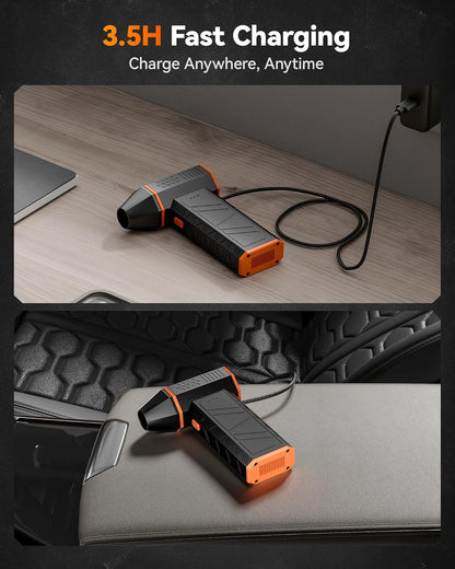 MF50 Electric Air Duster-110000Rpm Super Power Cordless Air Duster, 3-Gear Adjustable Mini Blower with Fast Charging, Dust Blower for Computer, Keyboard, House, Outdoor and Car
