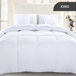 Comforter Duvet Insert, Quilted Comforter with Corner Tabs, Box Stitched down Alternative Comforters King Size (White)