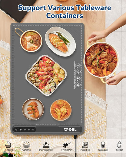 Warming Mat for Food -Electric Food Warming Tray (24"X16"), Rapid Full-Surface Heating, Portable & Rollable Versatile Food Warmer for Countertop, Perfect for Gatherings, Parties &Everyday Use