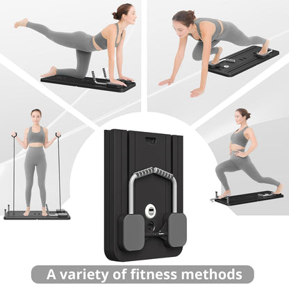 Pilates Board - Pilates Reformer Set, Multi-Purpose Foldable Pilates Reformer Board for Home, 5 in 1 Pilates Sliding Board