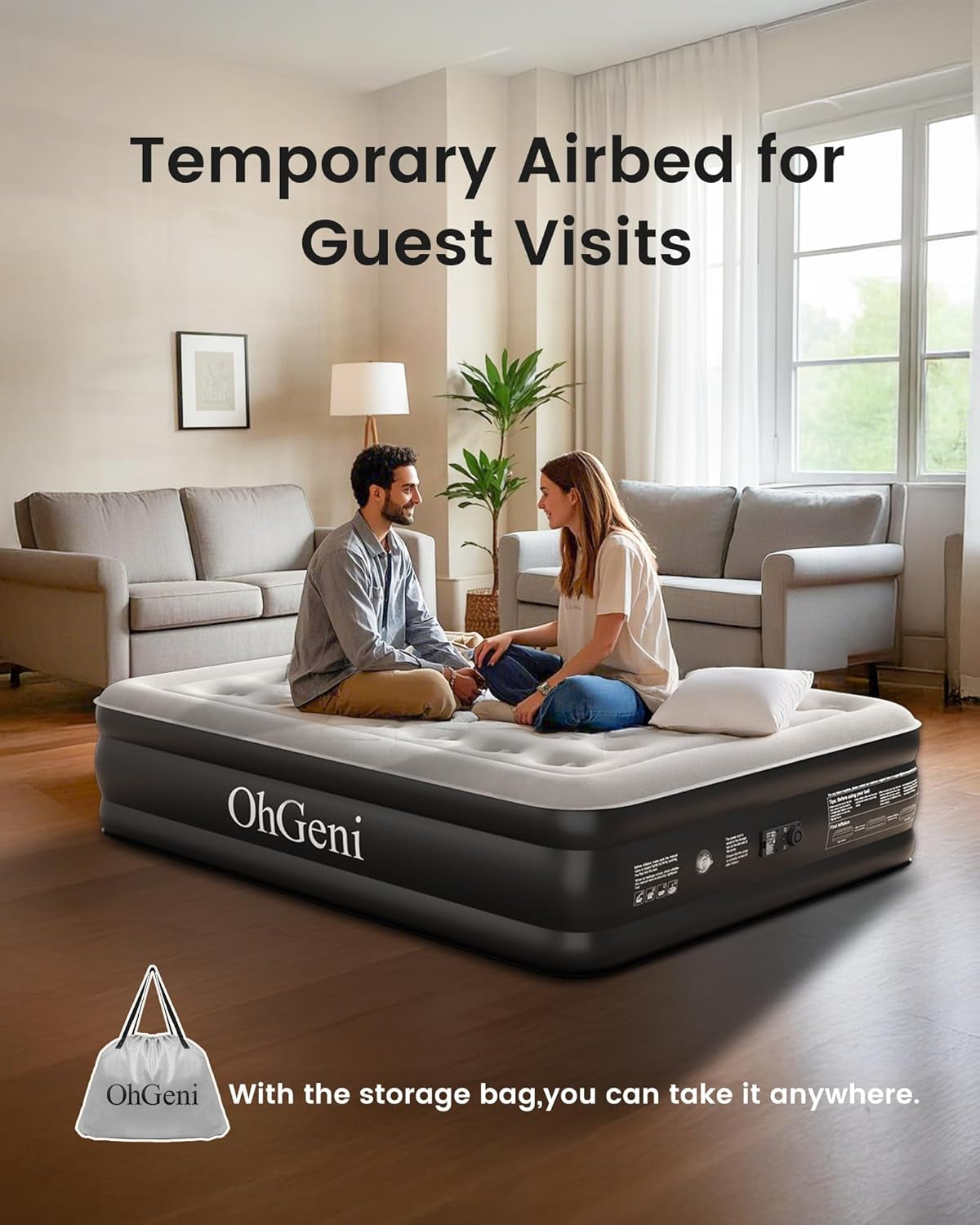 Queen Air Mattress with Built in Pump, Inflatable Blow up Mattress 18 Raised Comfort,Upgraded Surface Portable Mattress, Air Bed for Camping, Home and Guest, Colchone Inflable, 650 Lbs Max