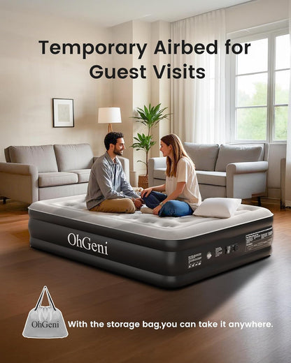 Queen Air Mattress with Built in Pump, Inflatable Blow up Mattress 18 Raised Comfort,Upgraded Surface Portable Mattress, Air Bed for Camping, Home and Guest, Colchone Inflable, 650 Lbs Max