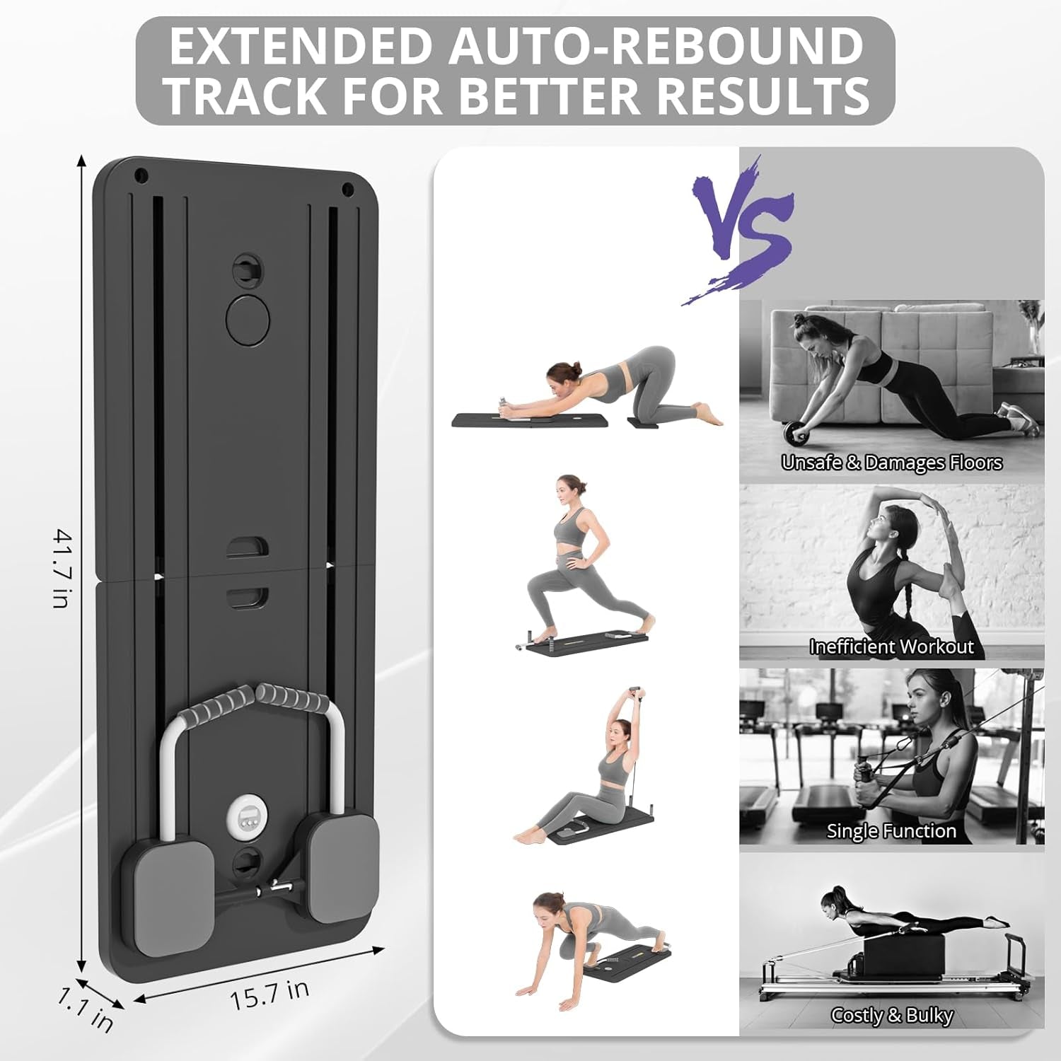 Pilates Board - Pilates Reformer Set, Multi-Purpose Foldable Pilates Reformer Board for Home, 5 in 1 Pilates Sliding Board