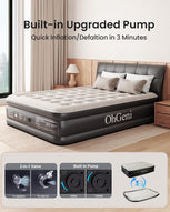 Queen Air Mattress with Built in Pump, Inflatable Blow up Mattress 18 Raised Comfort,Upgraded Surface Portable Mattress, Air Bed for Camping, Home and Guest, Colchone Inflable, 650 Lbs Max