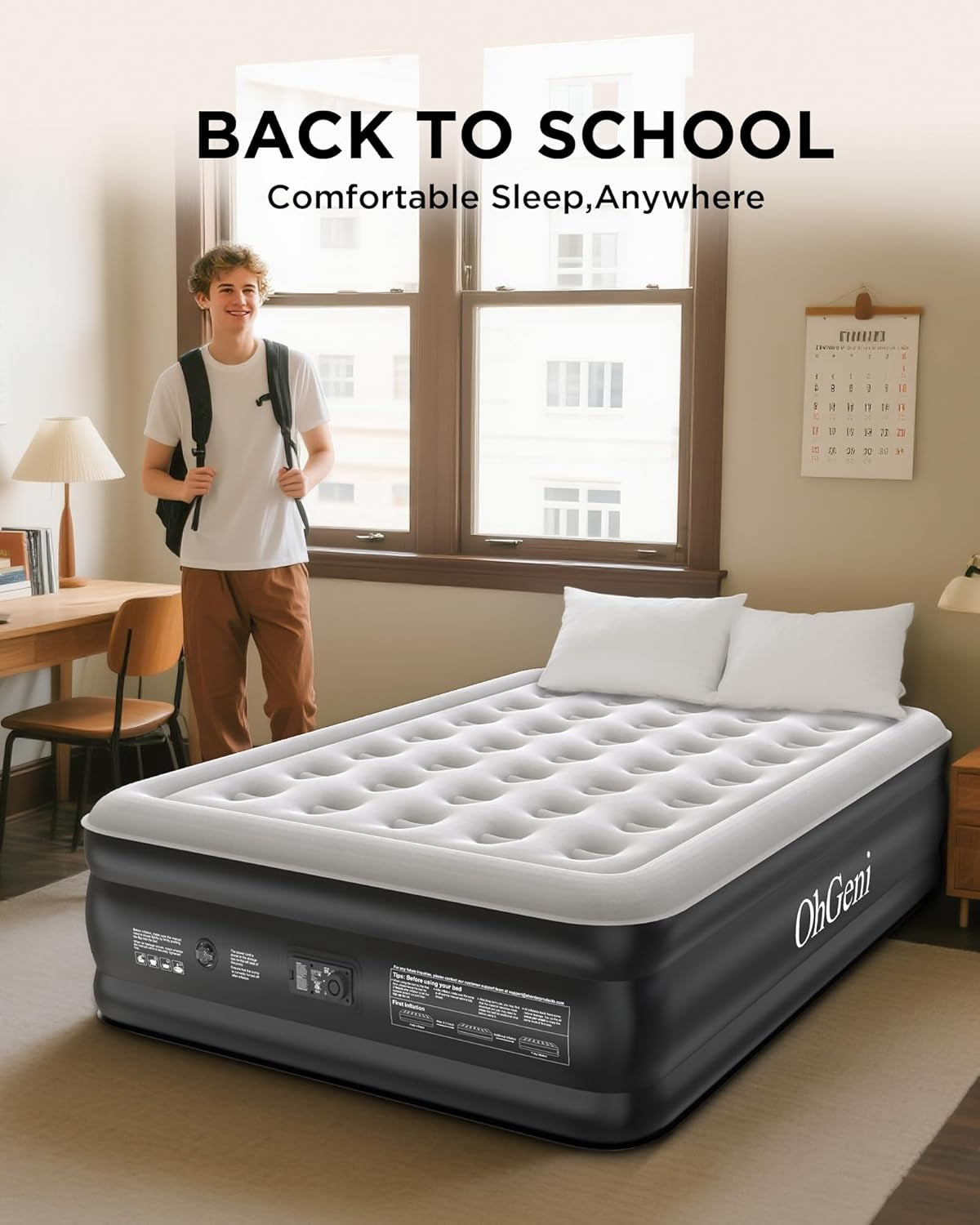 Queen Air Mattress with Built in Pump, Inflatable Blow up Mattress 18 Raised Comfort,Upgraded Surface Portable Mattress, Air Bed for Camping, Home and Guest, Colchone Inflable, 650 Lbs Max